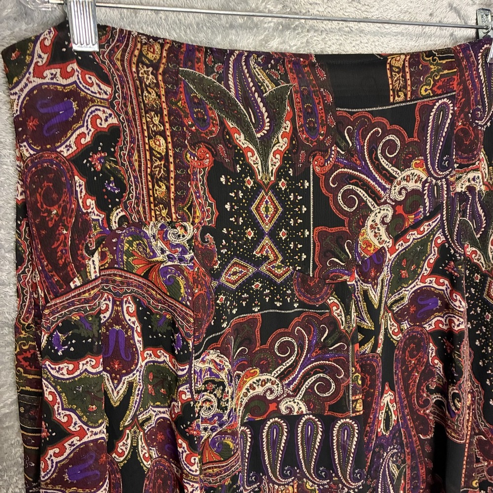 Coldwater Creek Womens Multi Patterned Paisley Midi Skirt L Artsy Ornate Flowy